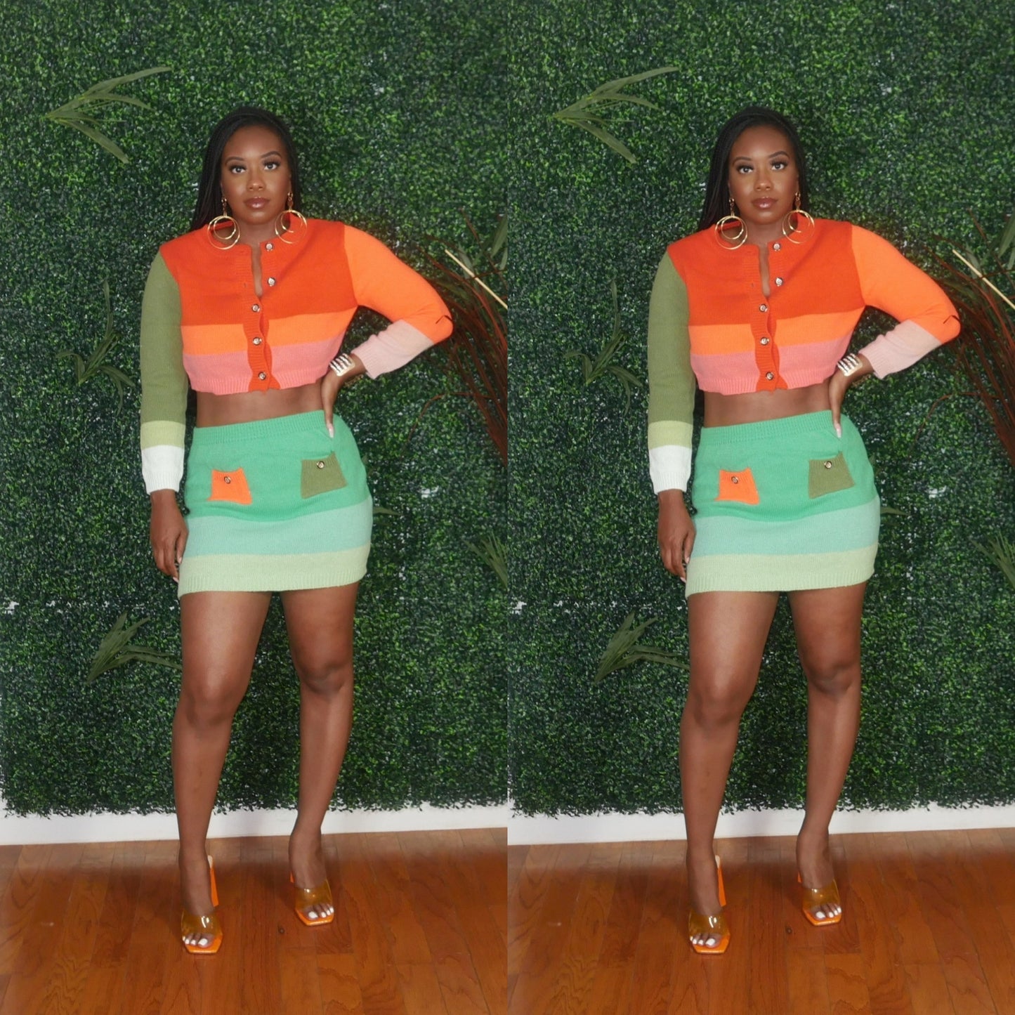 Color Block Sweater Set