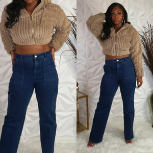 Stretched Cargo Denim Pants