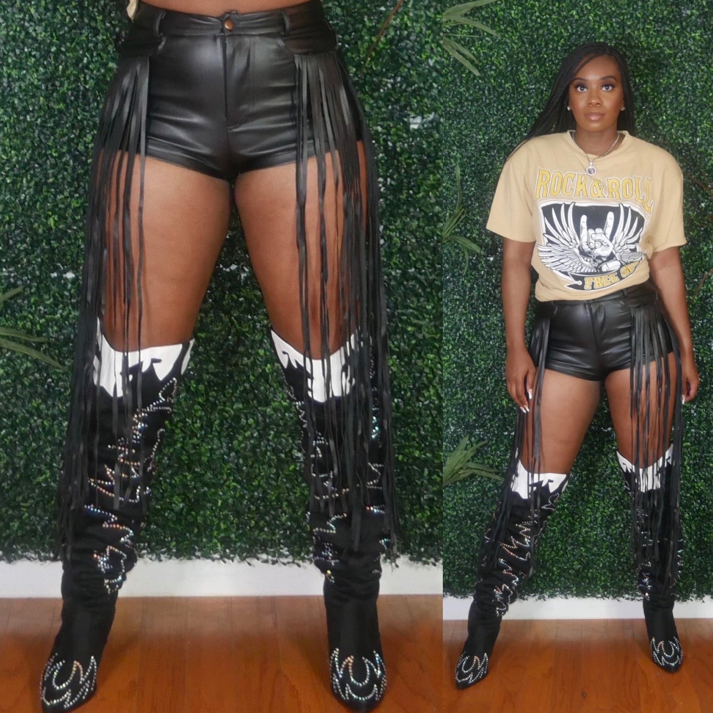 Fringe Leather Shorts