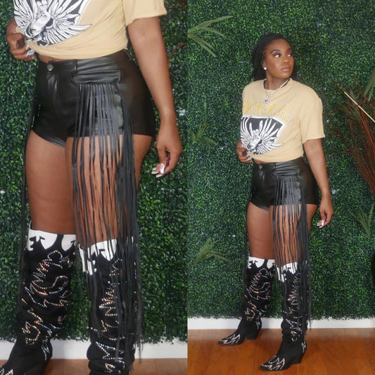 Fringe Leather Shorts
