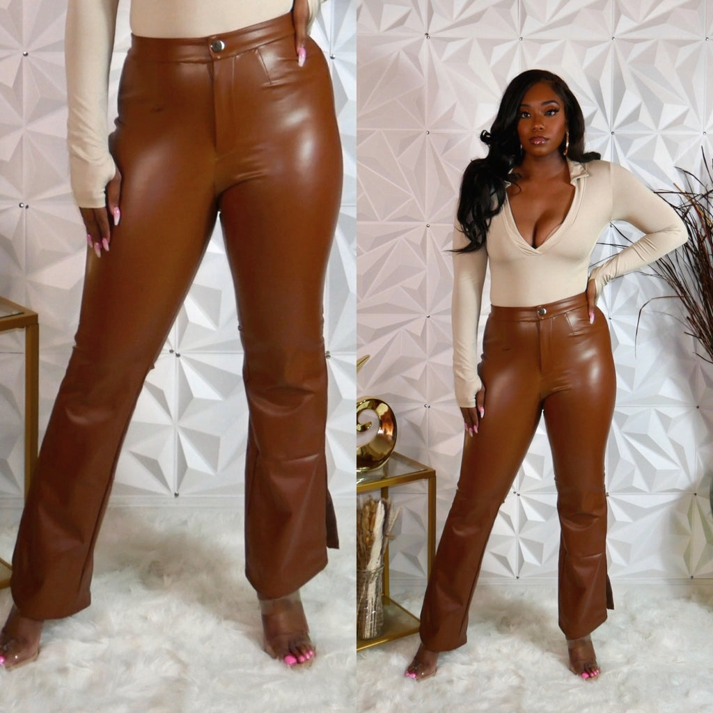 Faux Leather Flare Pants