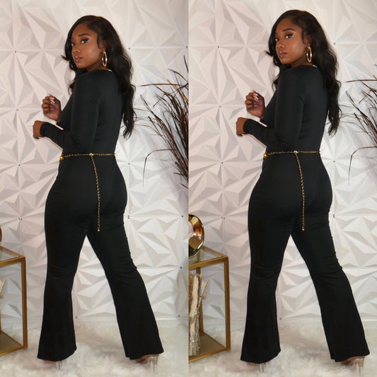 Square Neck Flare Jumpsuit