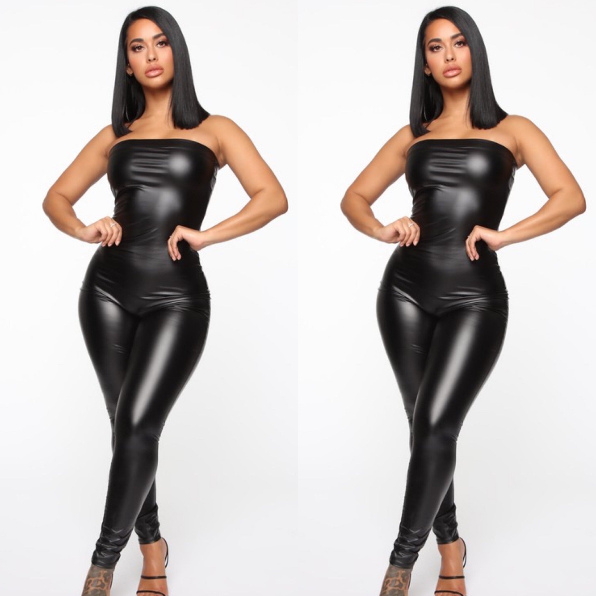 Faux Leather Tube Jumpsuit