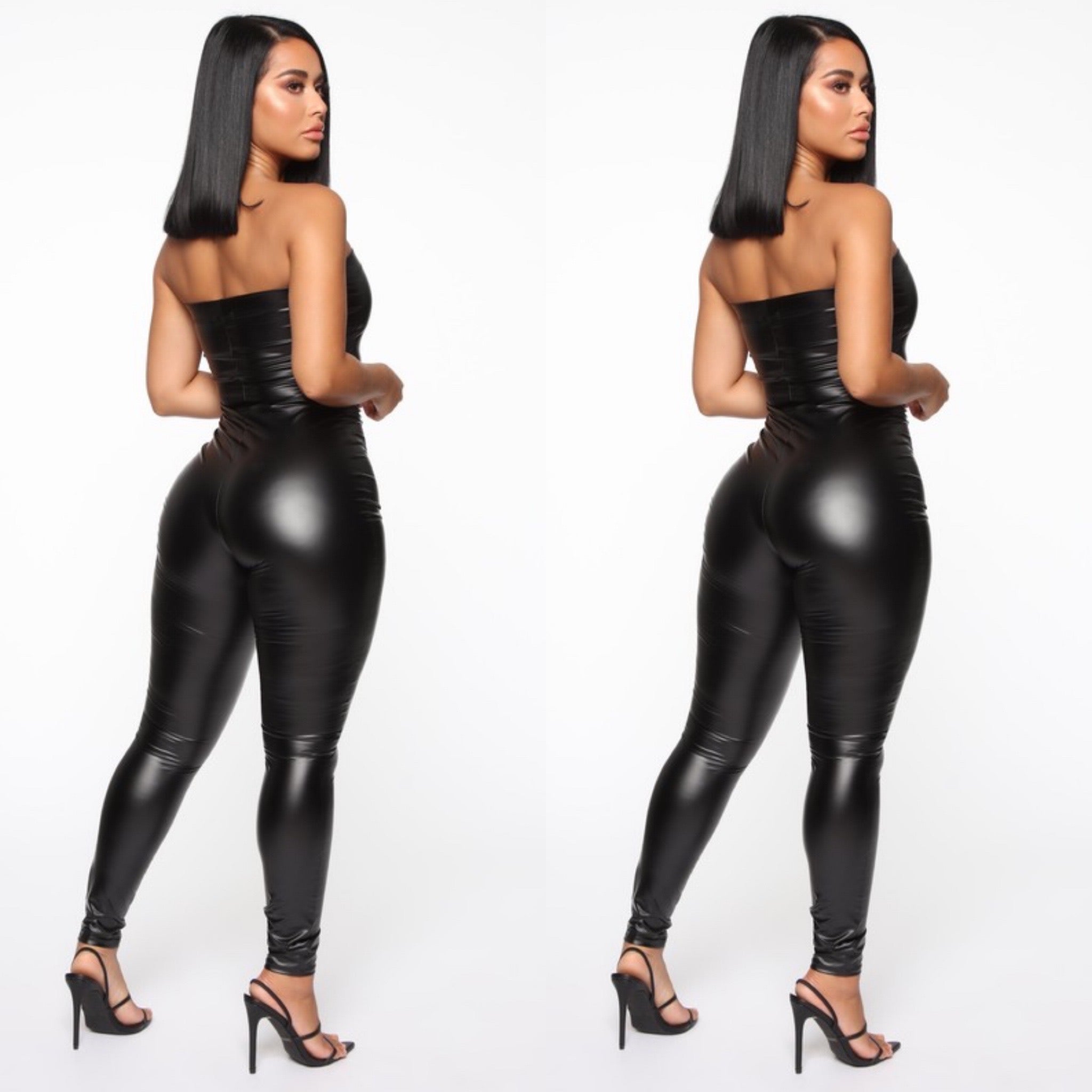 Faux Leather Tube Jumpsuit