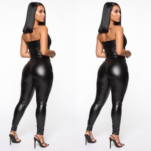 Faux Leather Tube Jumpsuit