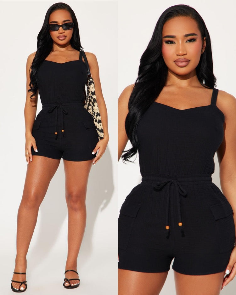 Soft Tie Crinkled Romper