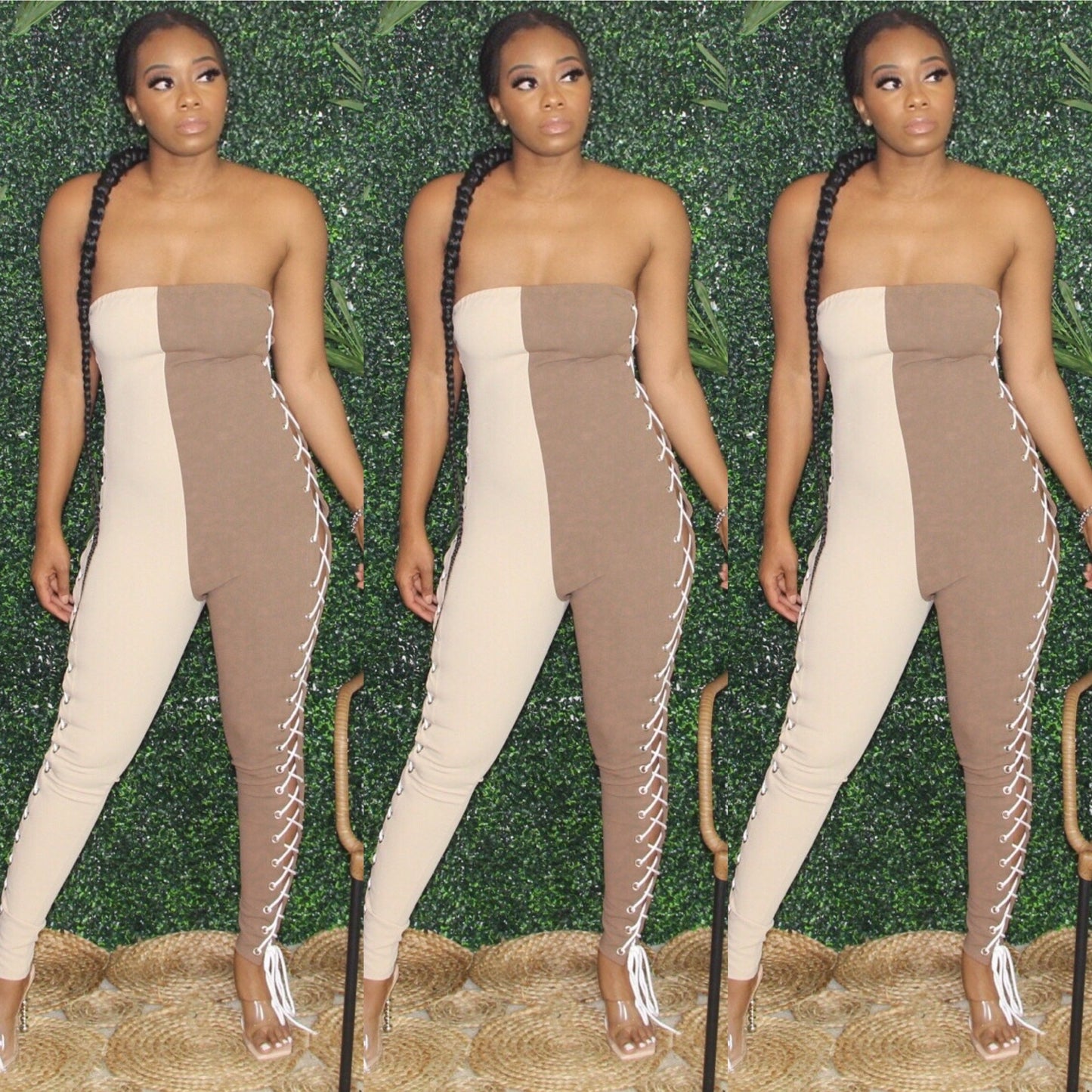 Brown Color Block Jumpsuit