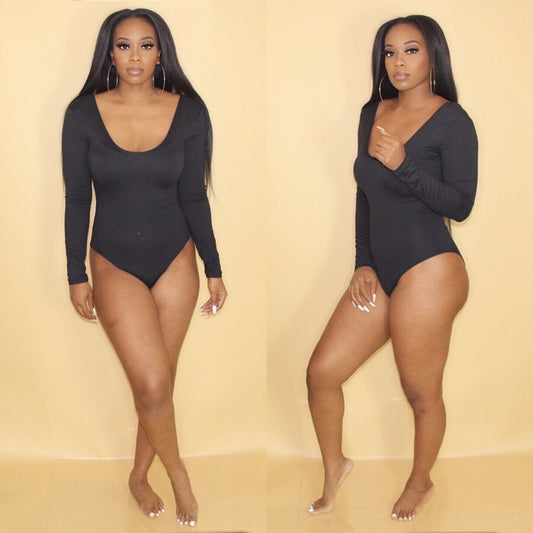 Black Scoop Neck Bodysuit