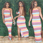 Multicolored Split Maxi Dress
