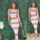 Multicolored Split Maxi Dress