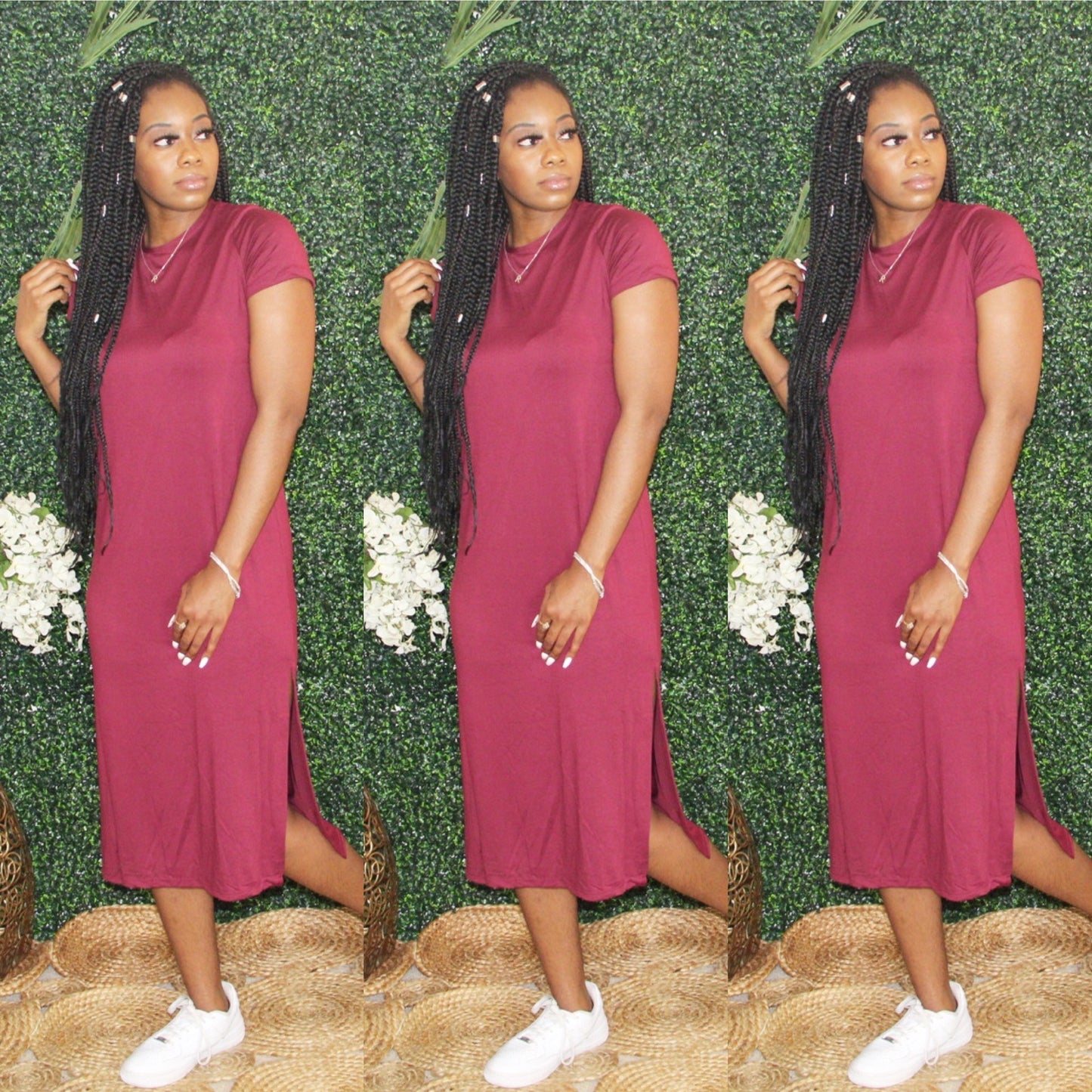 Burgundy Double Split Maxi