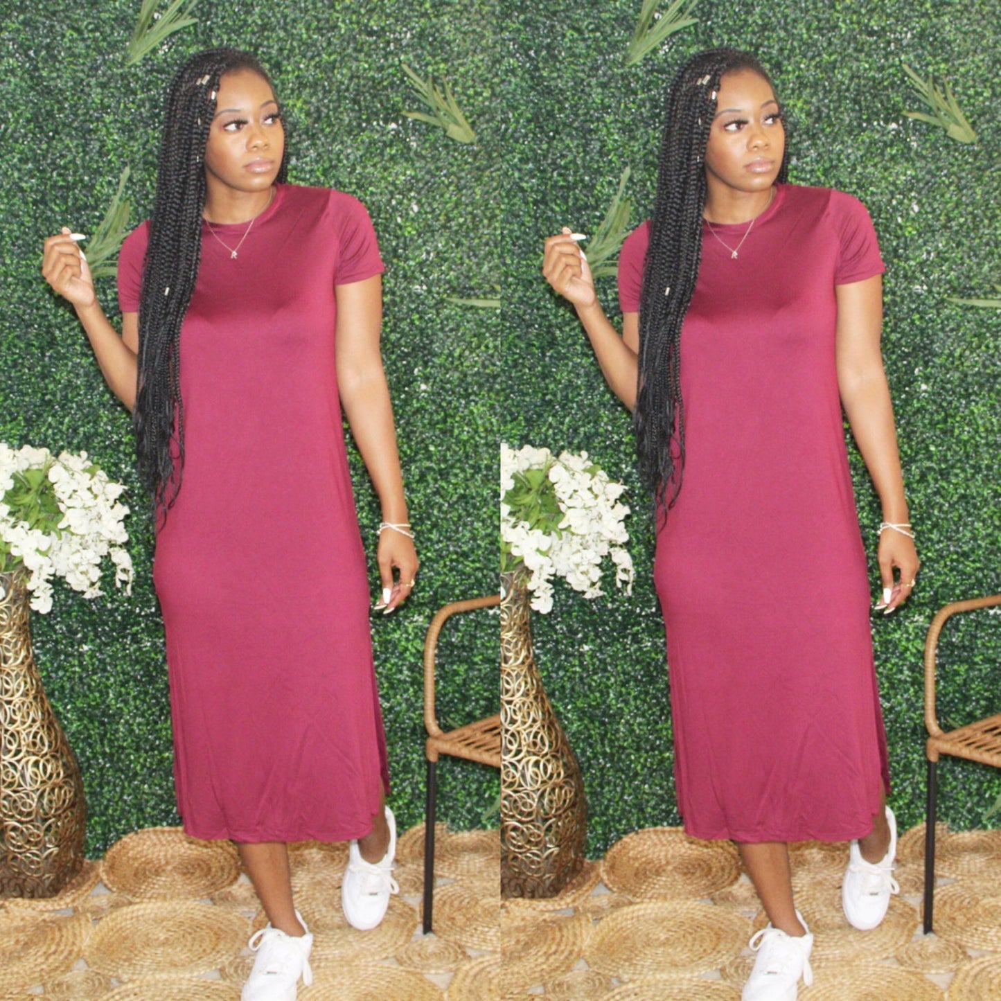 Burgundy Double Split Maxi