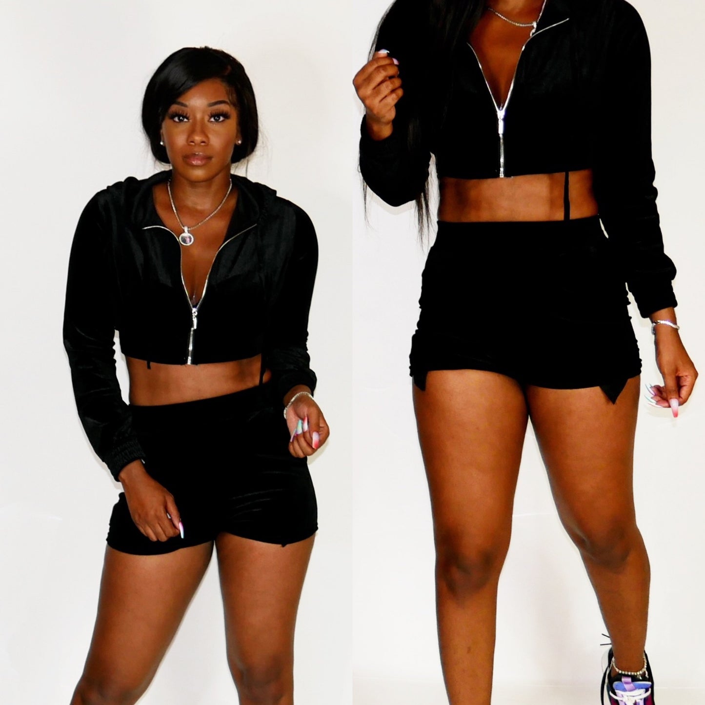 Velour Shorts Set