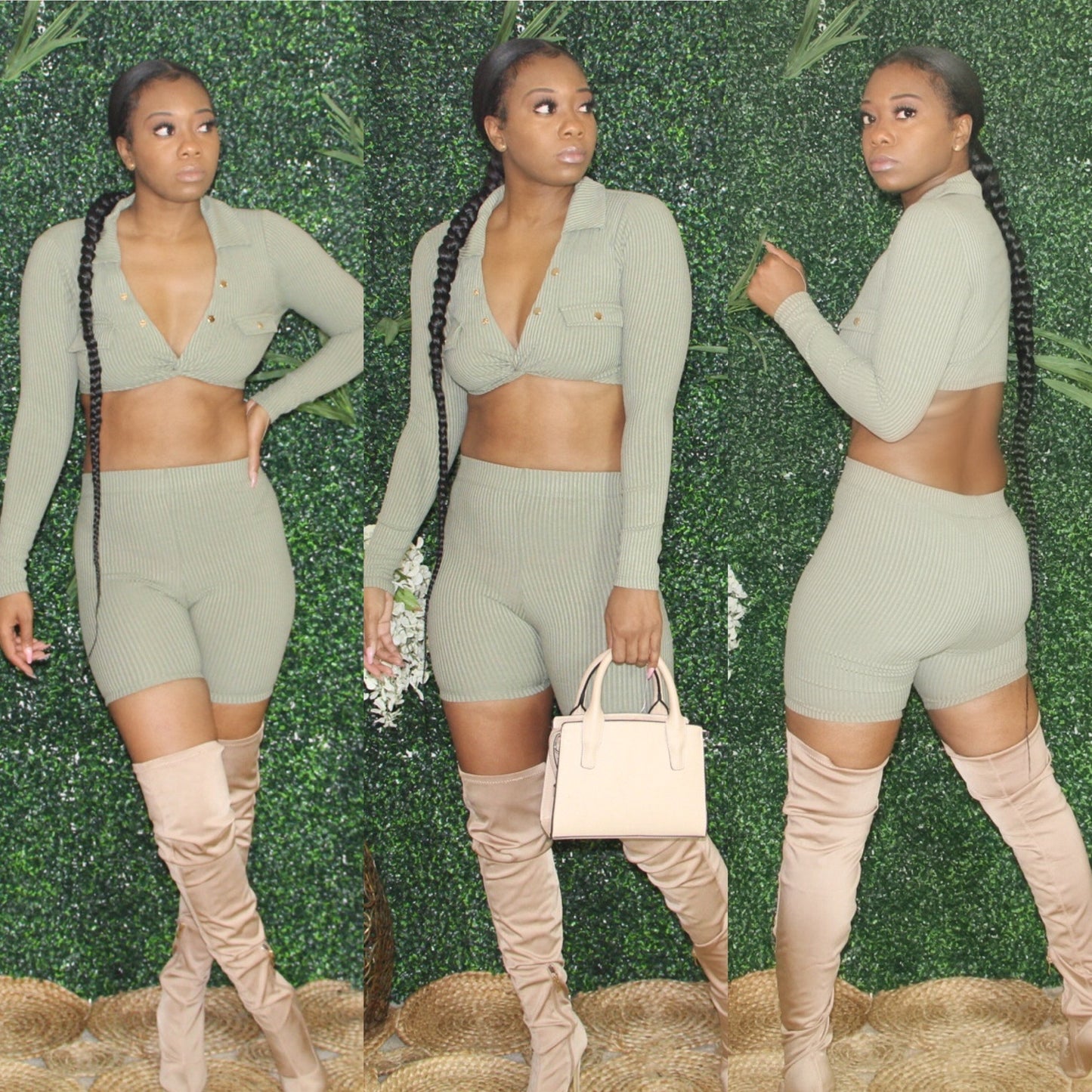 Olive Biker Set