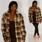 Brown Plaid Sherpa Shacket