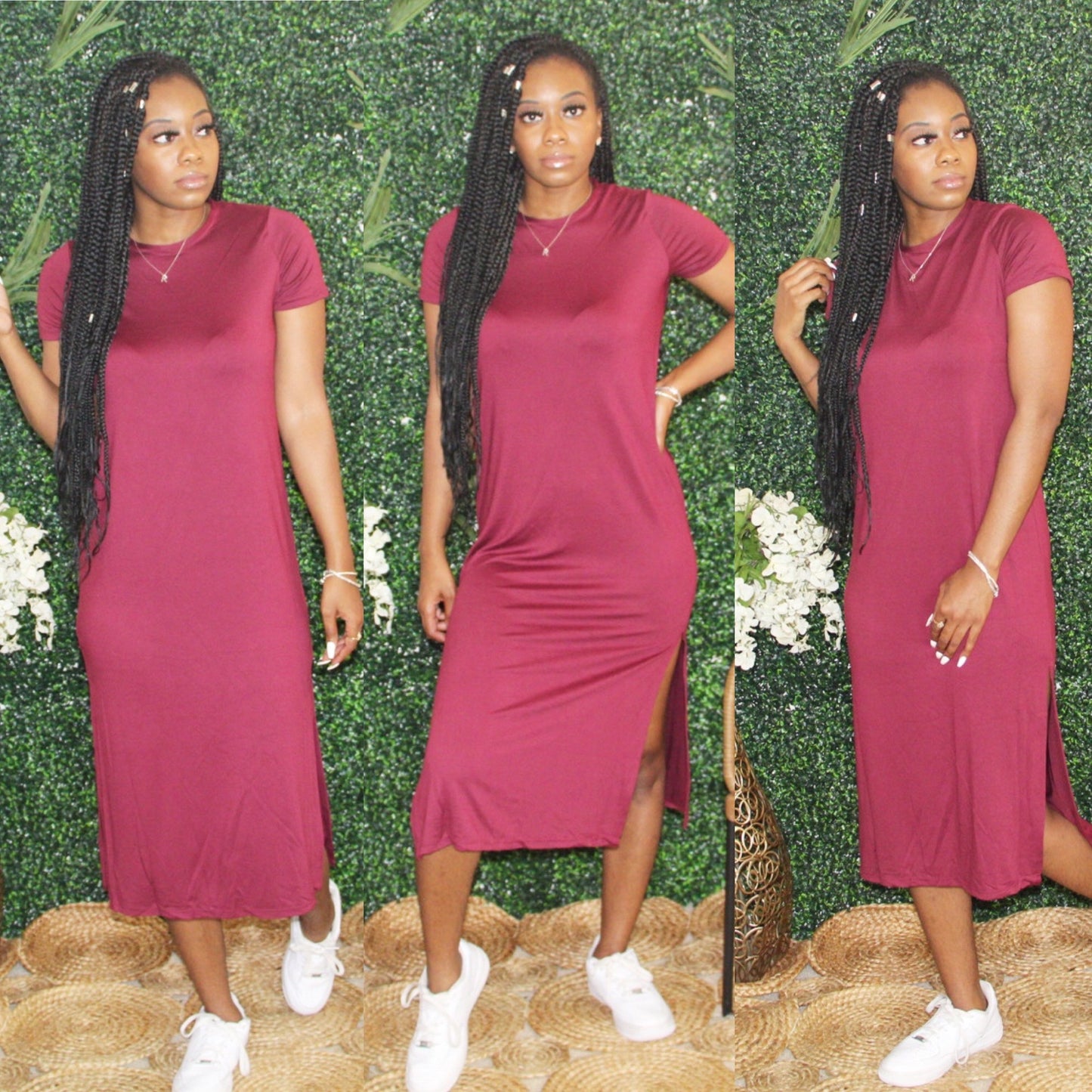 Burgundy Double Split Maxi