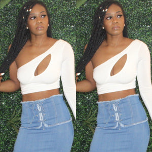 One Shoulder Chest Hole Crop